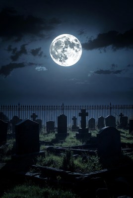 Full Moon Over Cemetery