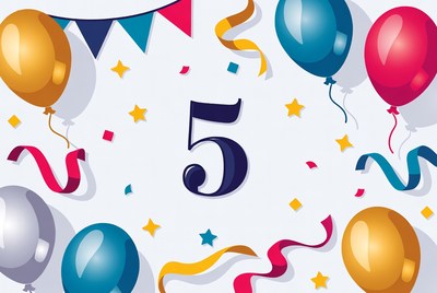 5th Birthday Balloons Illustration