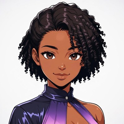 Anime girl with curly hair