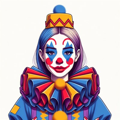 Female Clown with Colorful Makeup