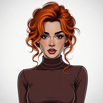 Redhead woman in turtleneck