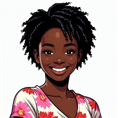 Smiling African-American woman with curly hair