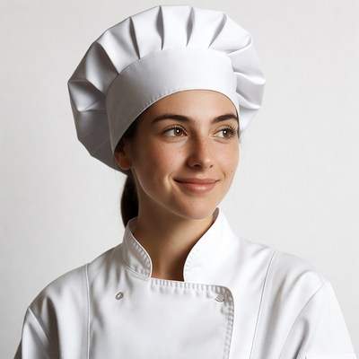 Woman wearing chef hat and uniform