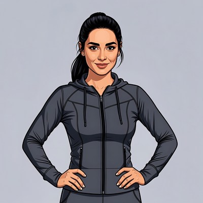 Asian woman in black hoodie