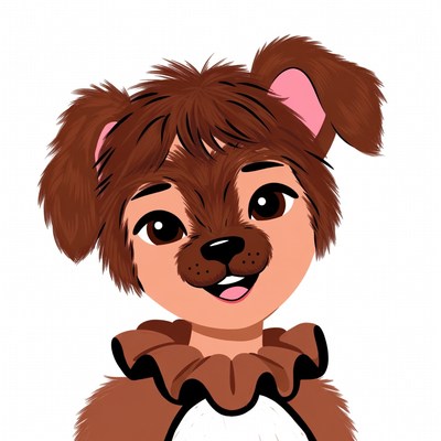 Cartoon puppy with ruffled collar