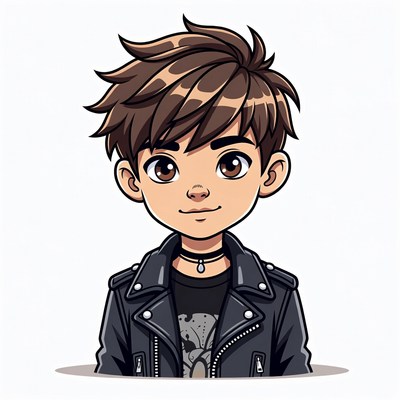Anime boy in leather jacket