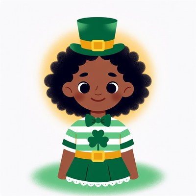 African-American girl in leprechaun costume
