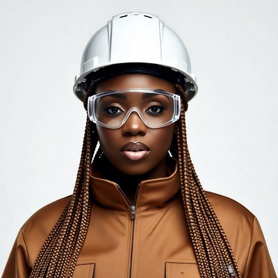 African-American woman in hard hat