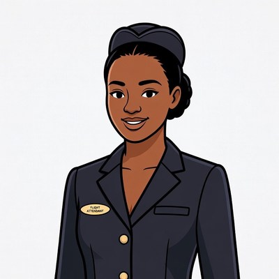 African-American flight attendant illustration
