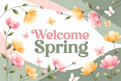 Welcome Spring Floral Illustration