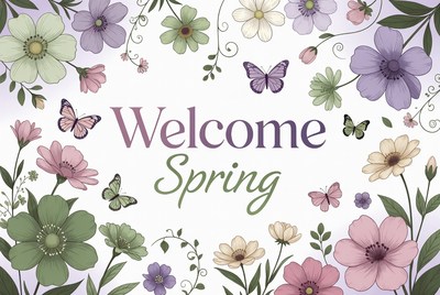 Welcome Spring Floral Illustration