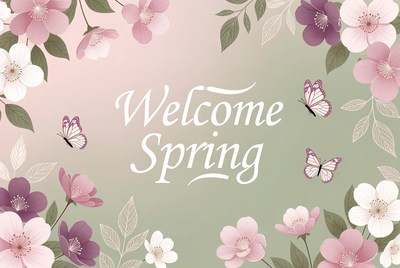 Welcome Spring Flowers Butterflies