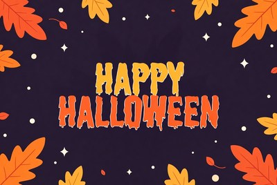 Happy Halloween Clipart with Leaves