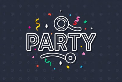 Party Text with Confetti