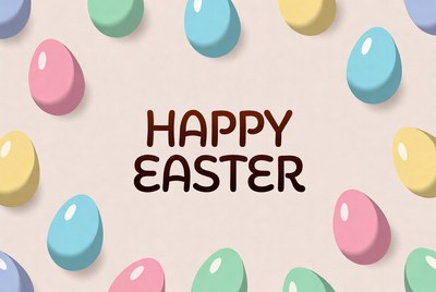 Happy Easter with Colorful Eggs