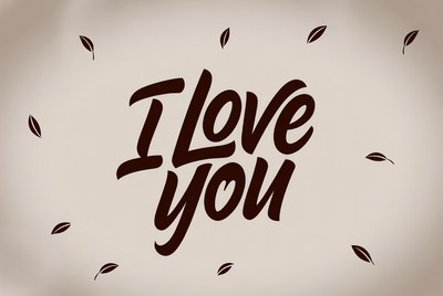 I Love You Text with Leaves