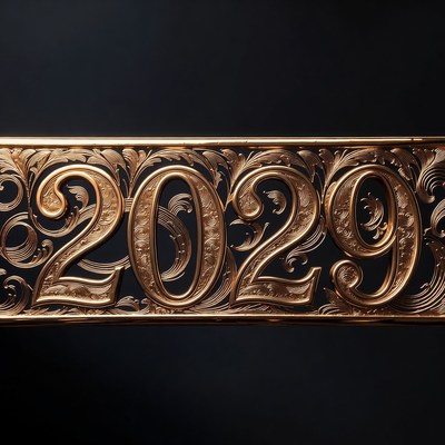 Golden 2029 Ornate Numbers