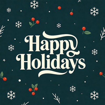 Happy Holidays Snowflakes Cherries