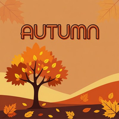 Autumn Tree with Falling Leaves Illustration