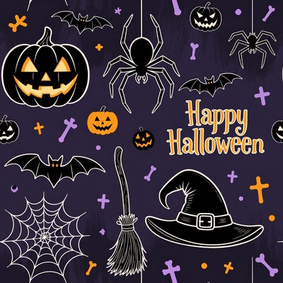 Happy Halloween Seamless Pattern