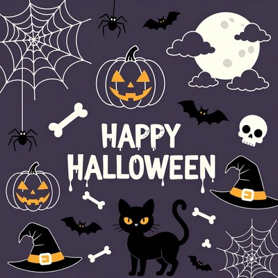 Happy Halloween Clipart Illustration