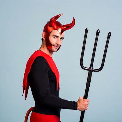 Man in devil costume with trident