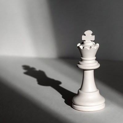 White Chess King with Shadow