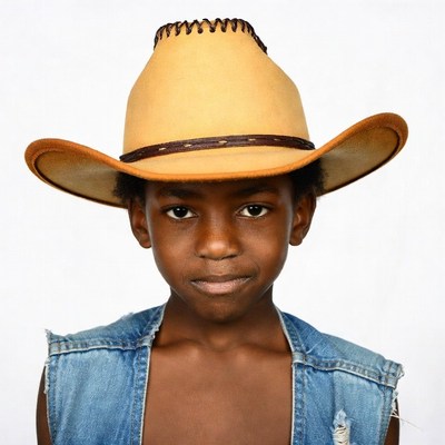 African boy wearing cowboy hat
