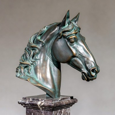 Bronze Horse Head Sculpture