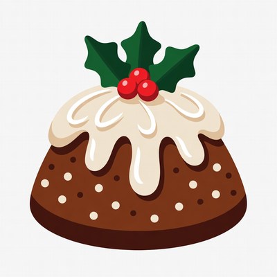 Christmas Pudding with Holly