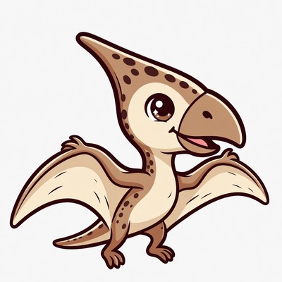Cute Cartoon Pterodactyl Illustration