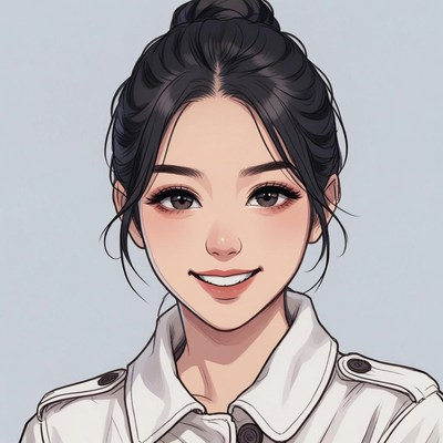 Smiling Asian woman in white uniform