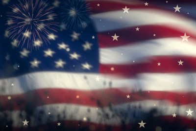 American Flag with Fireworks