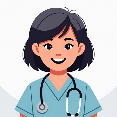 Smiling Asian nurse with stethoscope