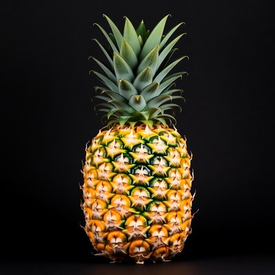 Fresh Pineapple on Black Background