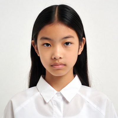 Asian girl in white shirt