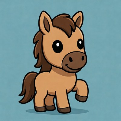 Cute cartoon baby horse