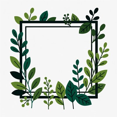 Green Leaf Frame Illustration