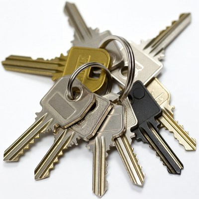 Bunch of assorted keys on keyring