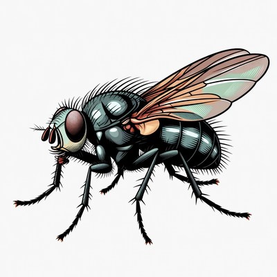 Detailed illustration of housefly