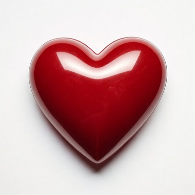 Shiny Red Heart on White