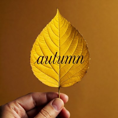 Hand holding yellow autumn leaf