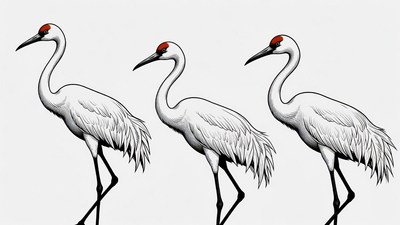 Three Sandhill Cranes Illustration