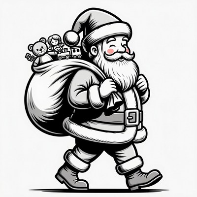 Santa Claus carrying sack of toys