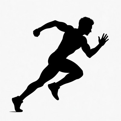 Silhouette of muscular man running