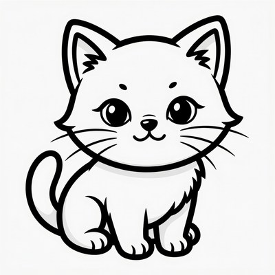 Cute kitten line art illustration