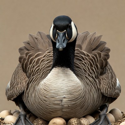 Canada Goose Sitting on Eggs