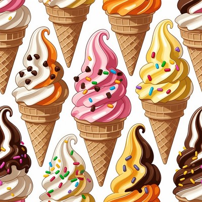 Colorful Ice Cream Cones Pattern