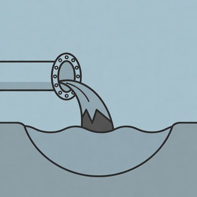 Pipe Pouring Wastewater into Water