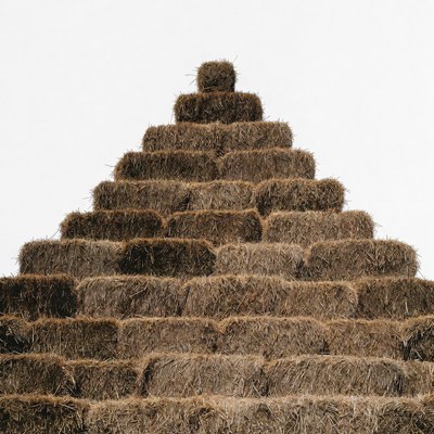 Pyramid stack of hay bales